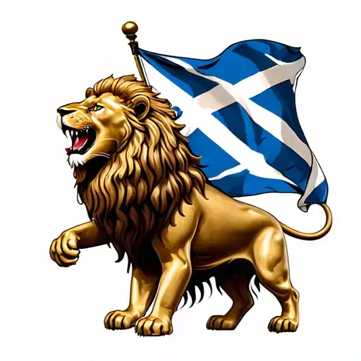 Lion Carrying Scotland Flag Waving