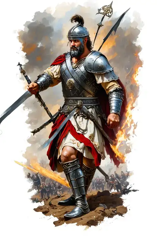 Germanic Warrior In Battle Scene