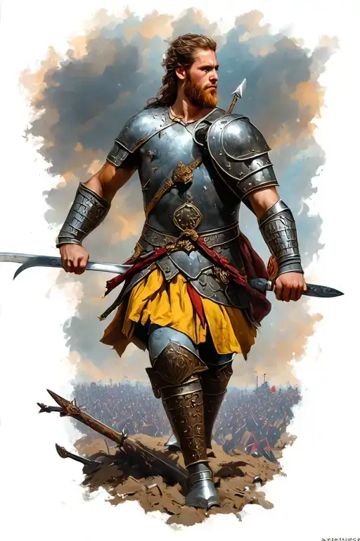 Germanic Warrior In Battle Scene