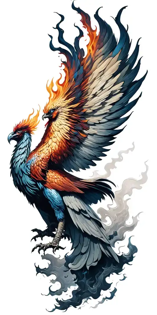 Flaming Phoenix Rising From Ash