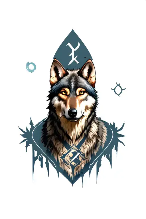 Wolf With Turisaz Rune On Chest Harnes