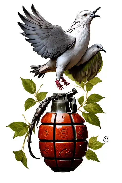 Dove With Grenade Intertwined