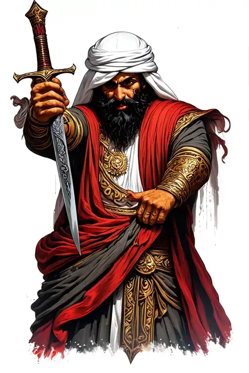 Arabian Culture Evil Man Whos Face Is Covered Holding A Dagger And Show Perseverance