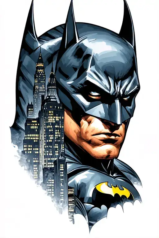 Batman With Gotham Skyline Quarter Sleeve