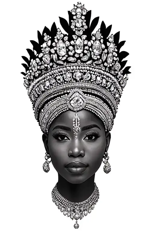 African Queen Crown Dressed In African Jewlry