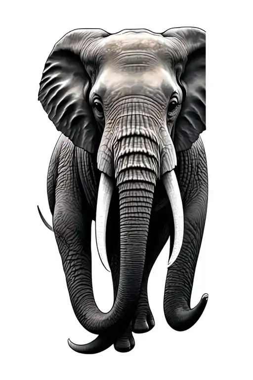 Male African Elephant Head