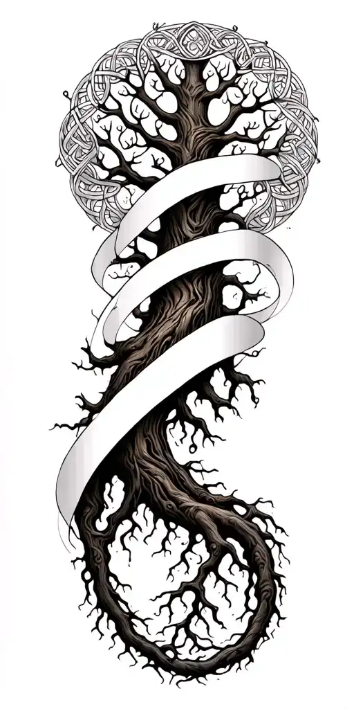 Tree Of Life Celtic With Minimal Roots Deep Wrapping Around