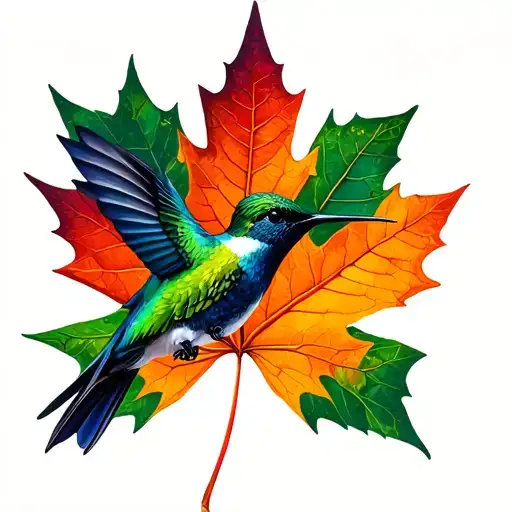 Maple Leafs And Hummingbirds Flying