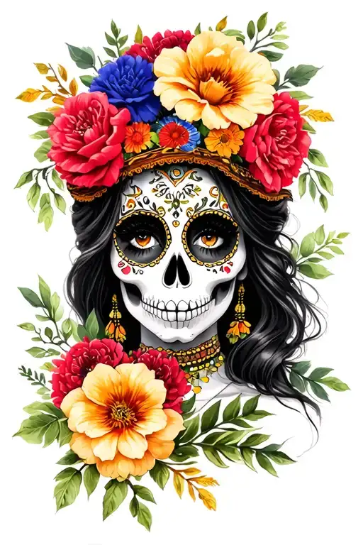 Catrina Mexican Woman Com Flores