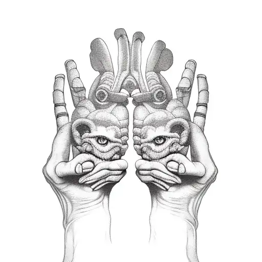 Alien Hand On Monkey And Monkey Hand On Baby