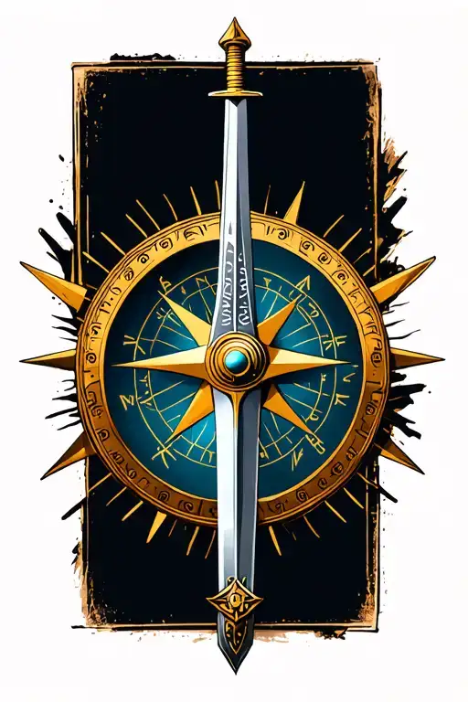 Compass Rose With Sword