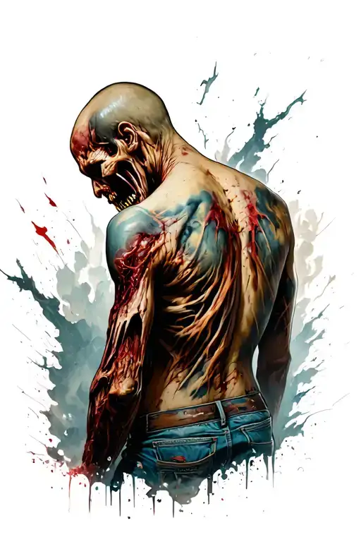 Backpiece About A Zombie Apocalipse With A Scene Happening