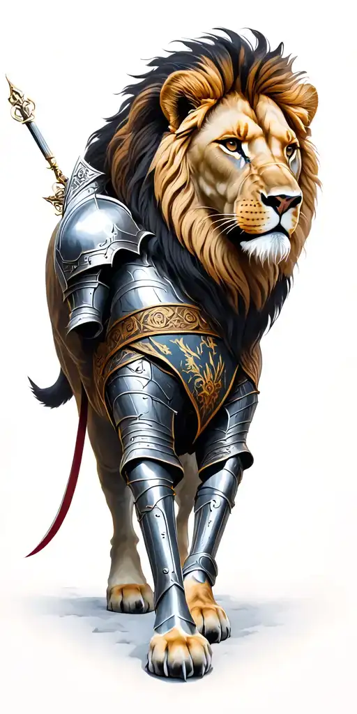 Knight And Lion Walking Forward