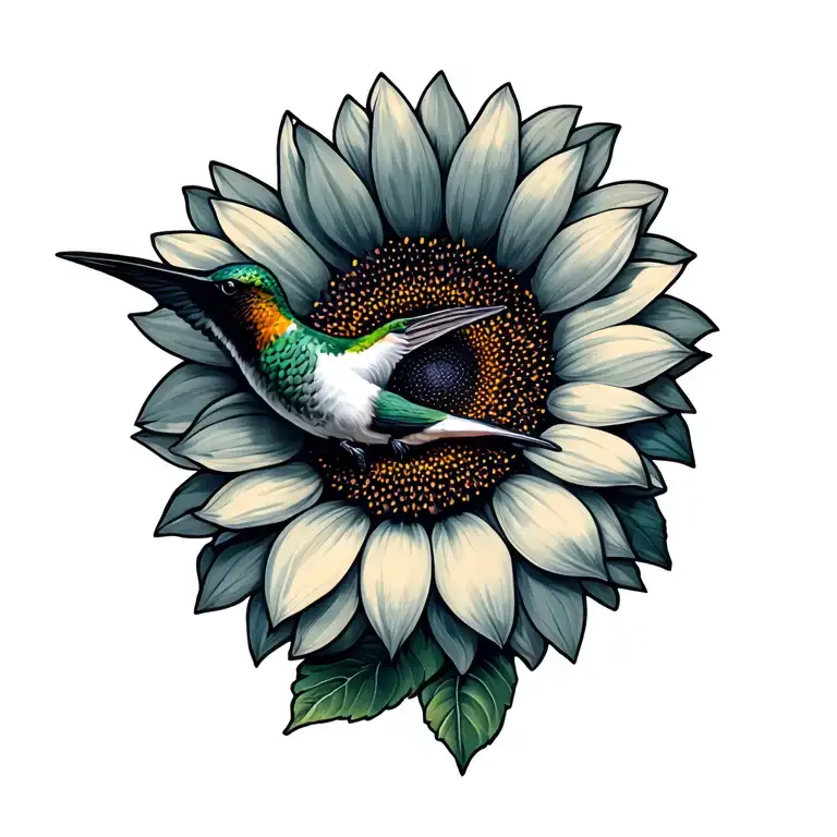 Sunflower And Humming Bird