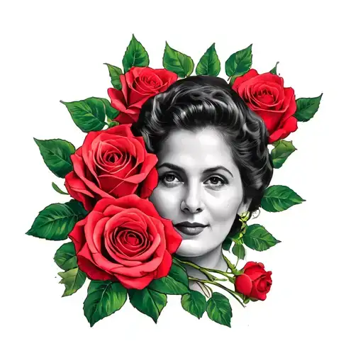 My Mother's Face With Roses