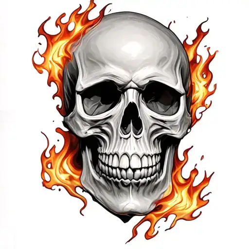 Skull With Flames Coming