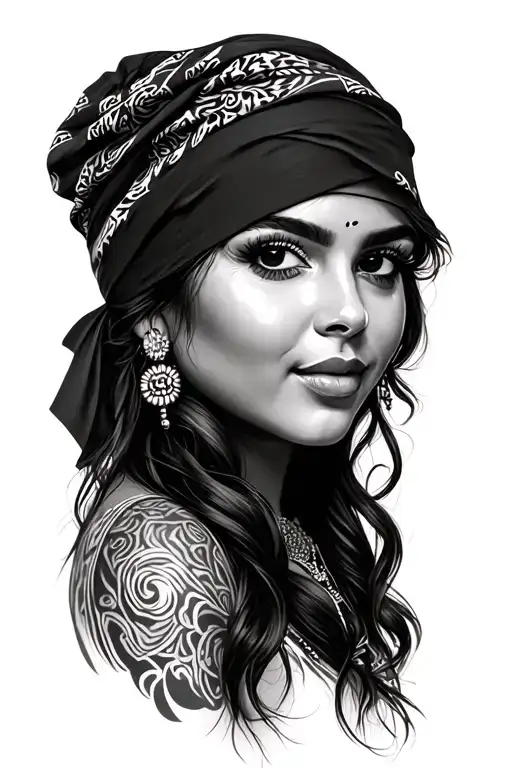 Chicano Girl Wearing Bandanna