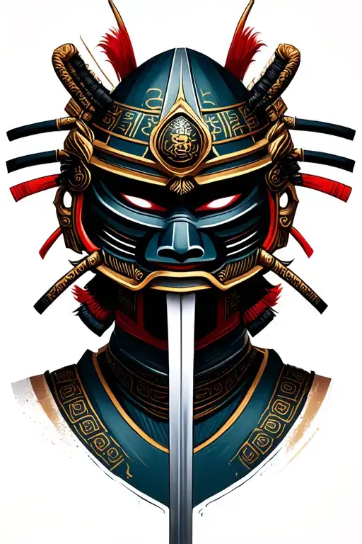 Samurai Mask With Sword