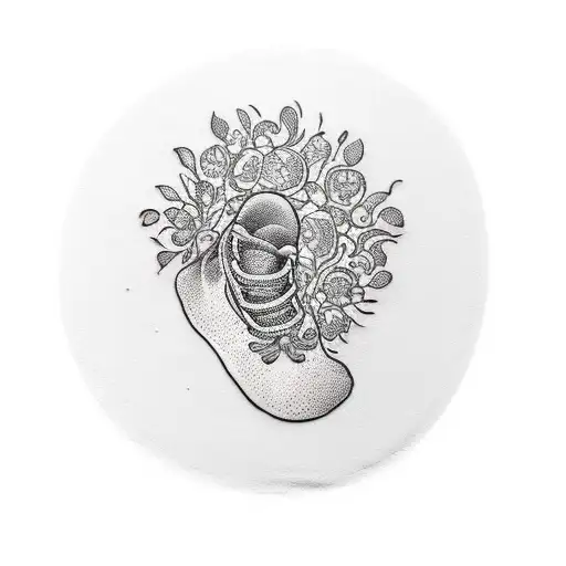 Baby Foot Print And Floral