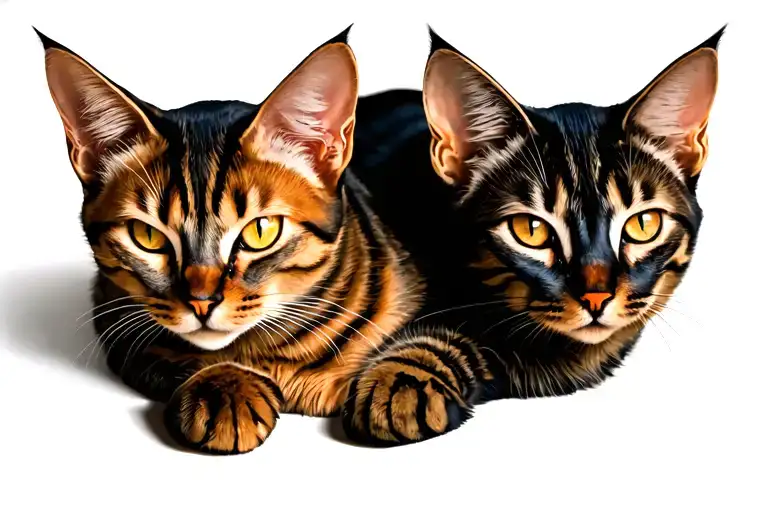 Two Oriental Cats Laying