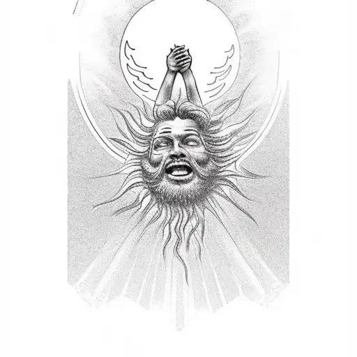 Icarus Falling With Sun In The Background