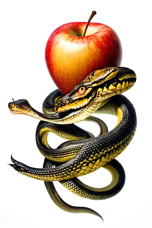 Hand With Apple And A Snake Wrapped