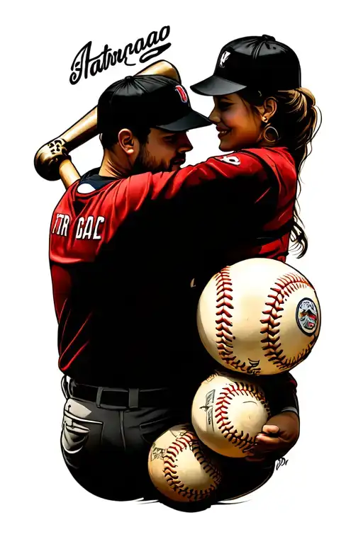Baseball Tattoo For Dad Mom Daughter