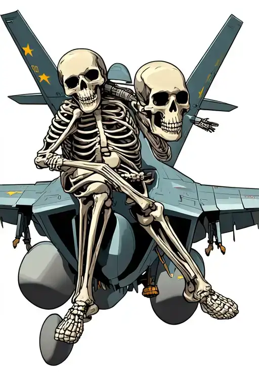 A Skeleton Riding An F-16