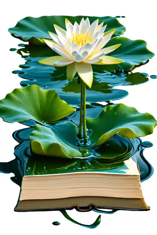 Book With Water Lily Growing Out Of It