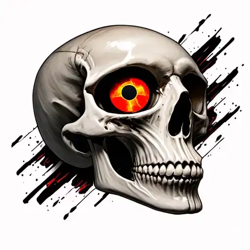 Skull With Nuclear Symbol On One Eye Surrounded