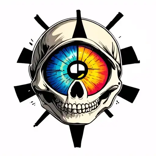 Skull With Nuclear Symbol On The Outside Of A One Eye