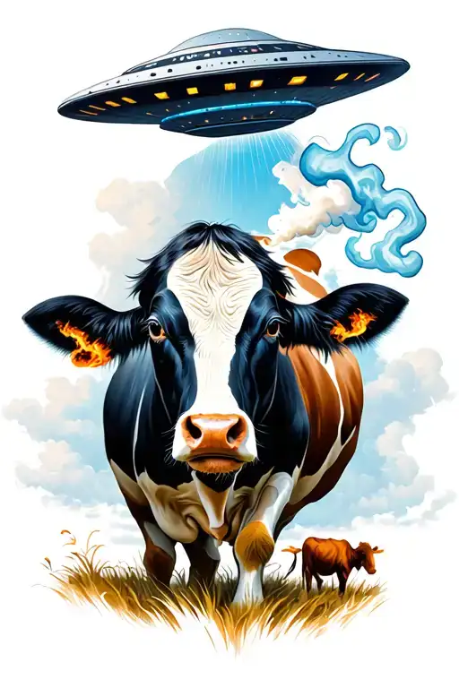 Paul Smoking Blunt With A Ufo Abducting A Cow Grazing