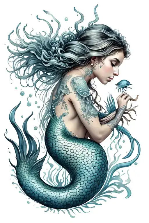 Mermaid With Sea Creatures