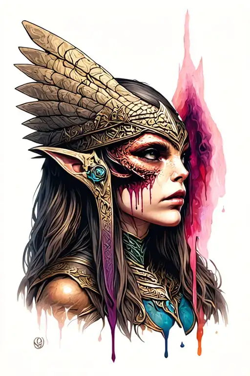 Valkyrie Alien Goddess As Zelda Tears Facing Foreward