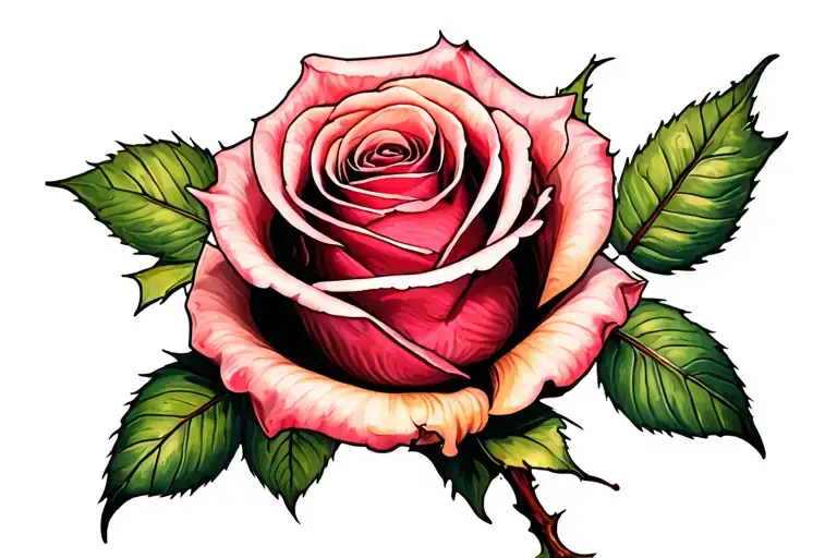 Rose Tattoo With The Stem Written Dirontsho