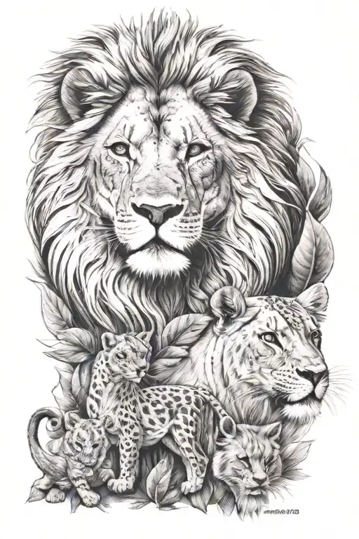 Lion With Small Animals