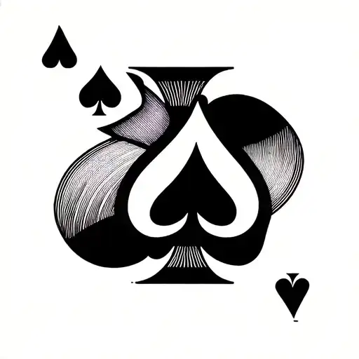 A Minimal Tattoo Featuring The Ace Of Spades And King Of Diamonds Symbols Intertwined