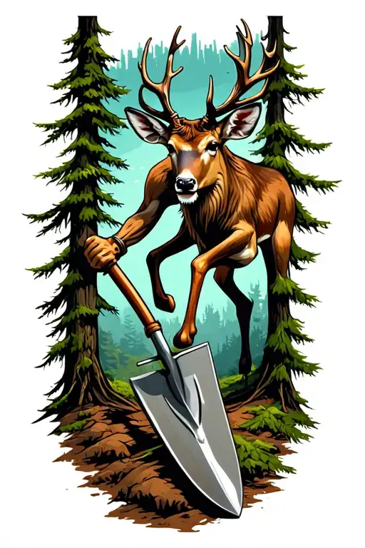 Deer Cryptid Holding Shovel By Dirtjumps