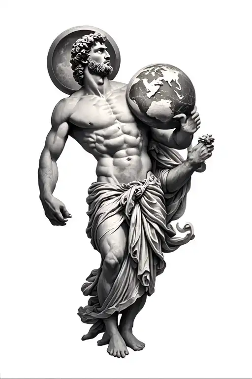 Greek God Atlas Carrying The World On His Shoulders