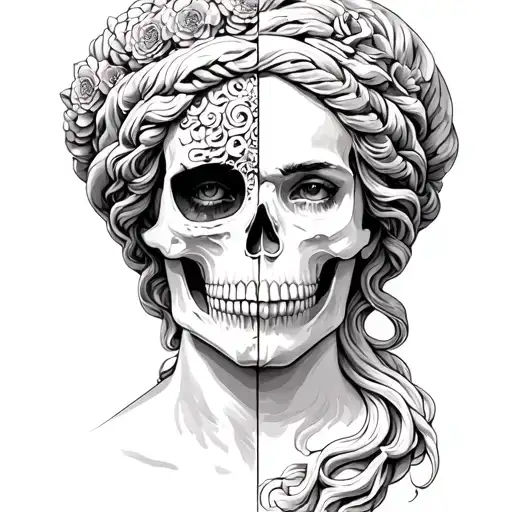 Greek Goddess With Half Skull Face