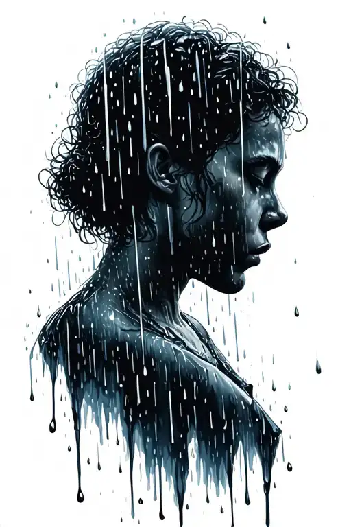 Silhouette Of A Person In The Rain Falling