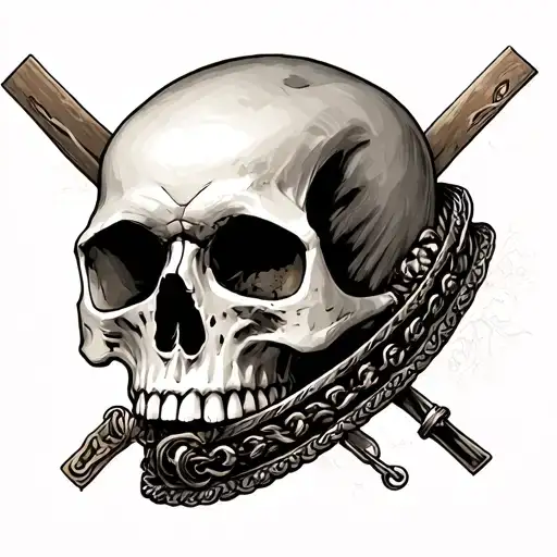 Slave Collar Around A Skull Surrounded