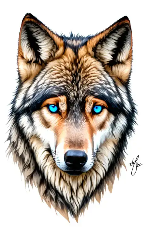 Realistic Wolf With Blue Eyes
