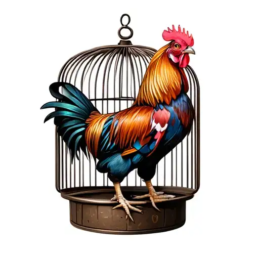 Rooster In Cage