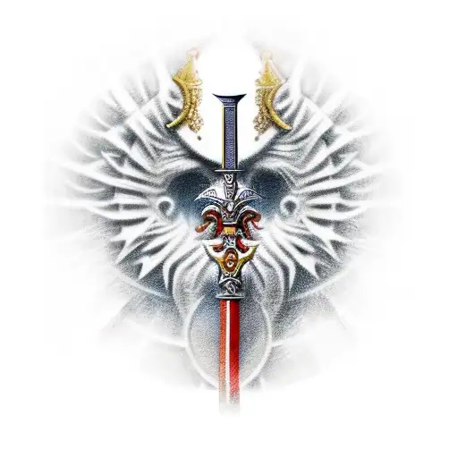 Holy Warrior Standing Guard With Excalibur Sword