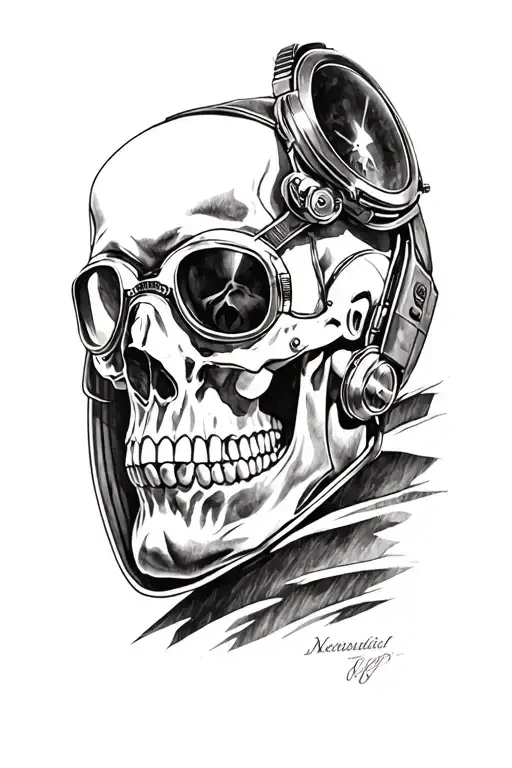 Skull Wearing Pilot's Mask