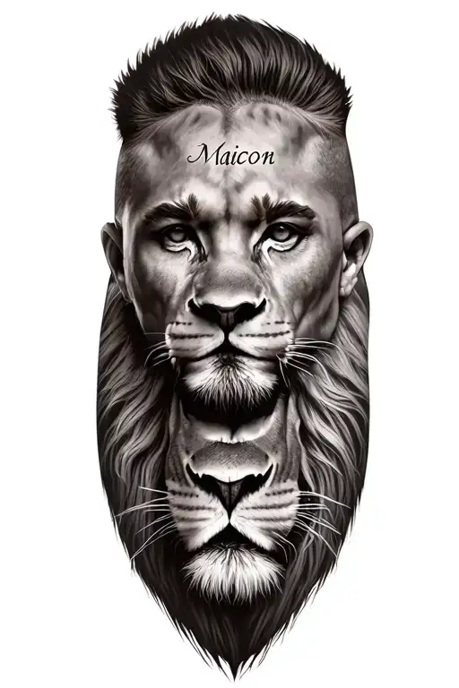 Man's Face With Lion With Name Maicon