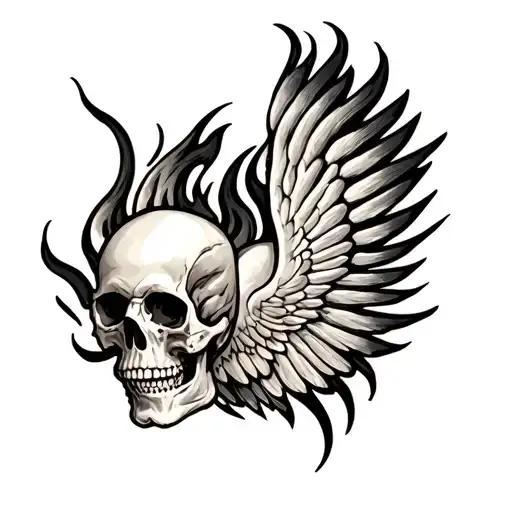 Skulls Bones Flame Like Wings