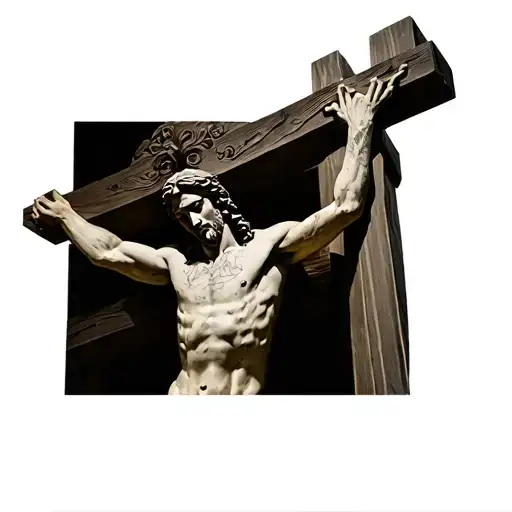 Stone Christ Dying On Cross Detailed