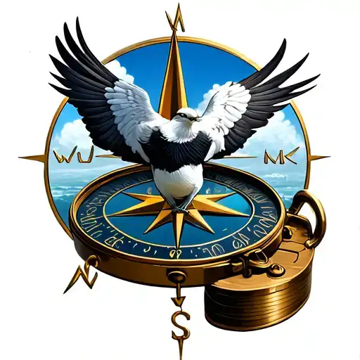 Compass With A Freedom Bird Sitting On Top Of It